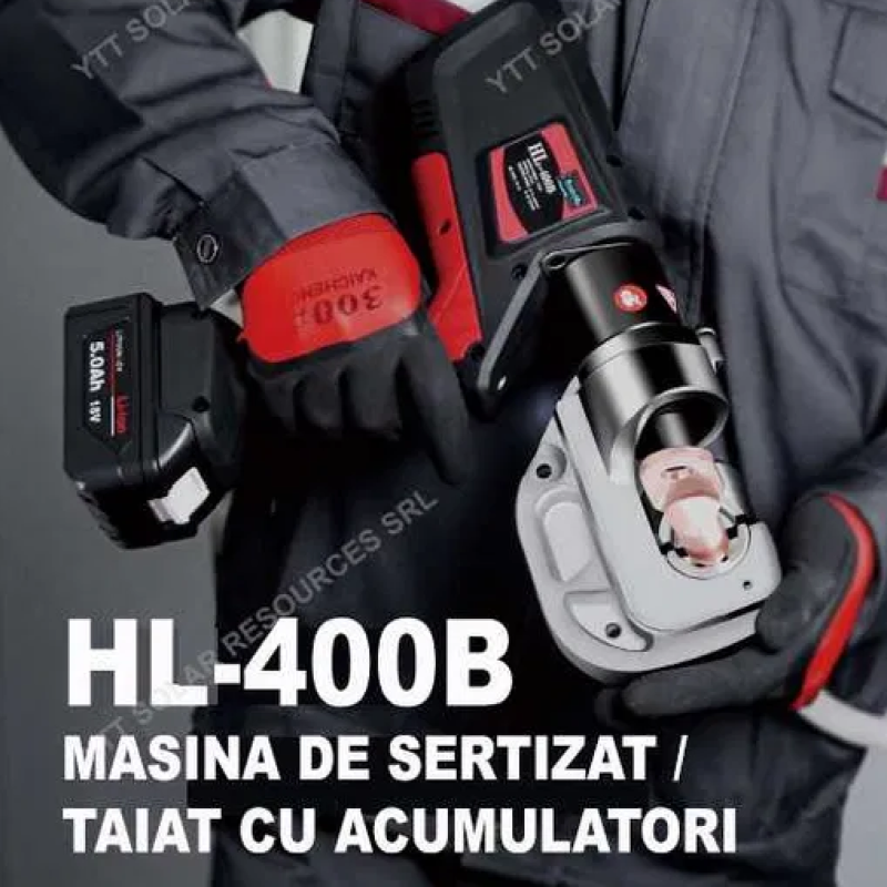 HL-400B Masina sertizat papuci cabluri Cu/AL, 300/400mmp, 2 baterii 5AH HL-400B Masina sertizat papuci cabluri Cu/AL, 300/400mmp, 2 baterii 5AH